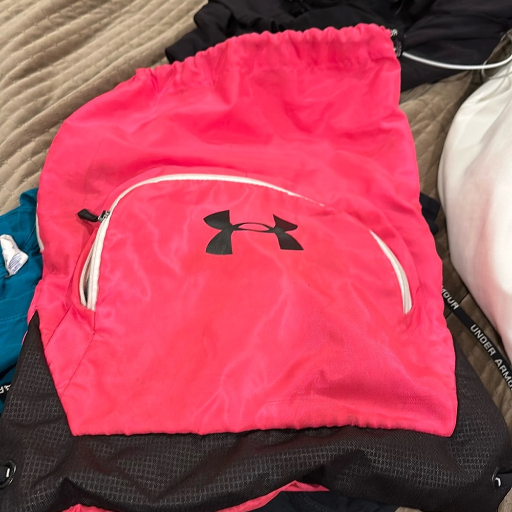 Hot Pink Under Armour Draw String Bag Gym Bag Backpack Park bag